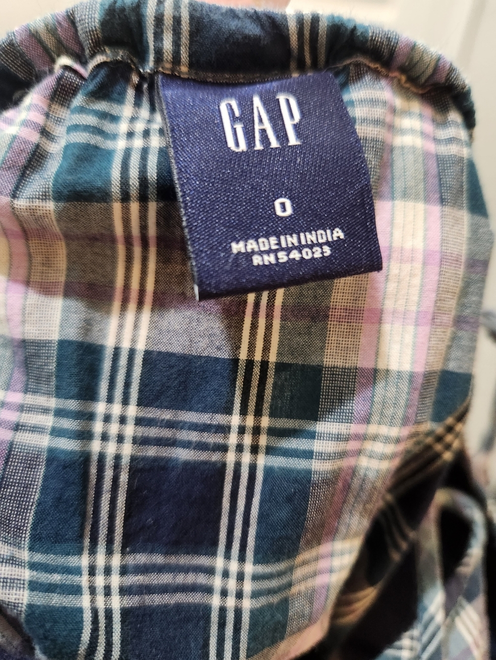 GAP Blue & White Plaid Cotton Chemise - Picture 4 of 6